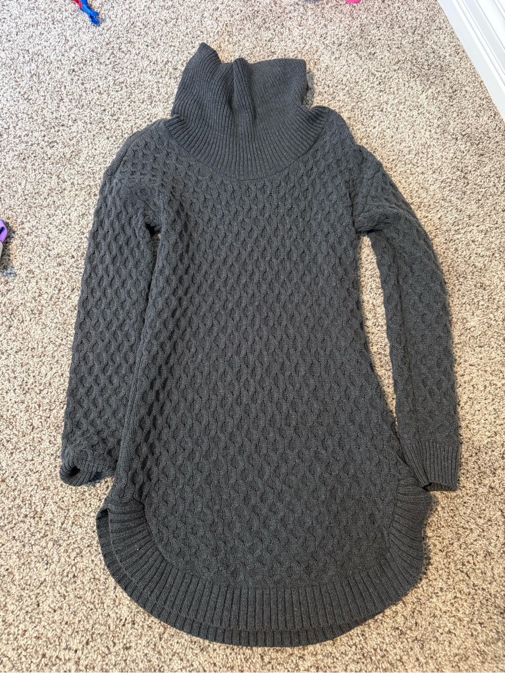 Motherhood Maternity Charcoal Cable Knit Turtleneck Tunic